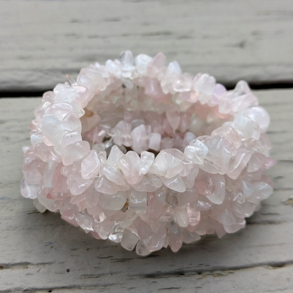 Vintage Rose Quartz Elastic Bracelet - Picture 2 of 4